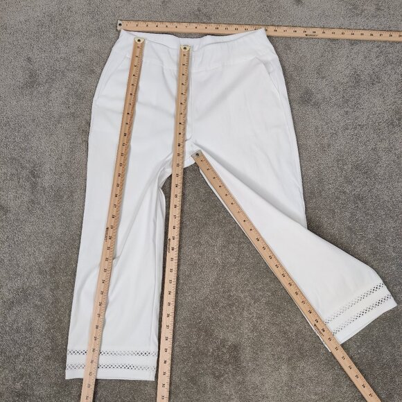 Classic Editions Women's 2 Pcs Cropped Pants Size S Black White Rayon Cutwork - Picture 8 of 16